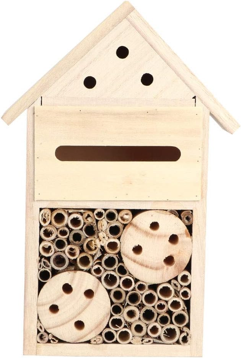 Wooden Bee House, Wood Bee Room Shelter, Safe Wooden Insect Hotel, Lovely Outdoor Bee Home, Garden Decoration for Outdoors Attracts Bee Pollinators (Type B) image number 1