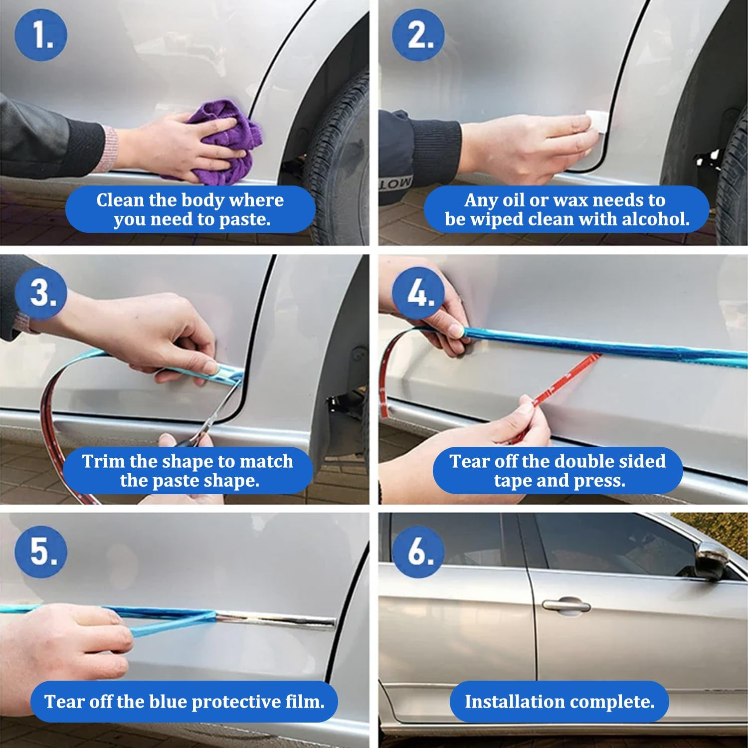 Youzzei Car DIY Chrome Tape, Silver Chrome Trim Car Interior Trim Strips (15Mm X 5M) image number 5