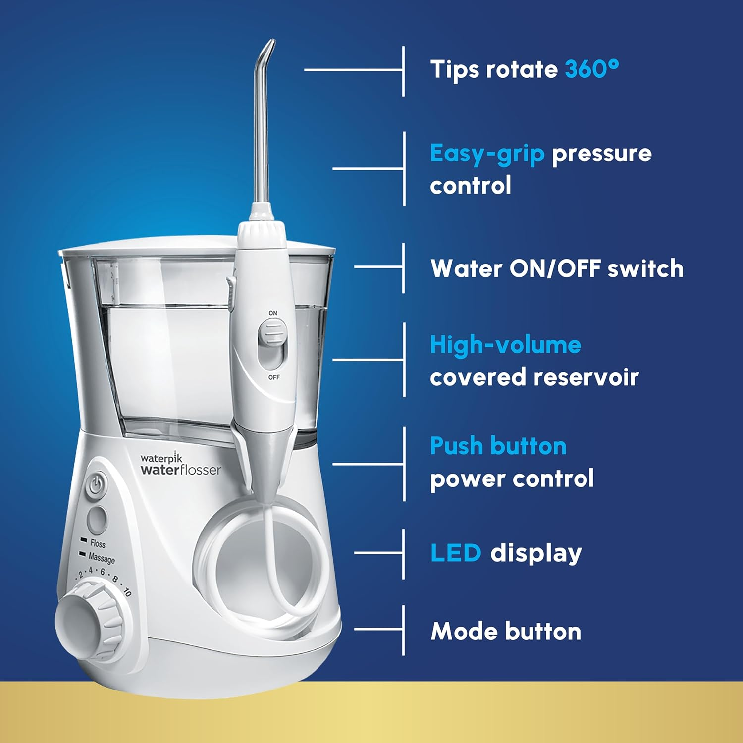 Waterpik Ultra Professional Water Flosser - Dentist-Level Clean, 10 Pressure Settings, Hydro-Pulse Massage, 90S Water Capacity, Ideal for Braces, Implants & Gum Health, 2-Yr Warranty, White (WP-660) image number 5