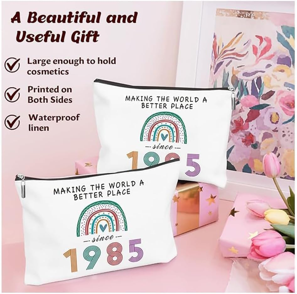 Reversible Printed Rainbow Makeup Bag Waterproof,-&ldquo;Anticipation Is the Most Beautiful Joy&rdquo;-Best Gifts for Women 40Th Birthday - 2009 image number 3