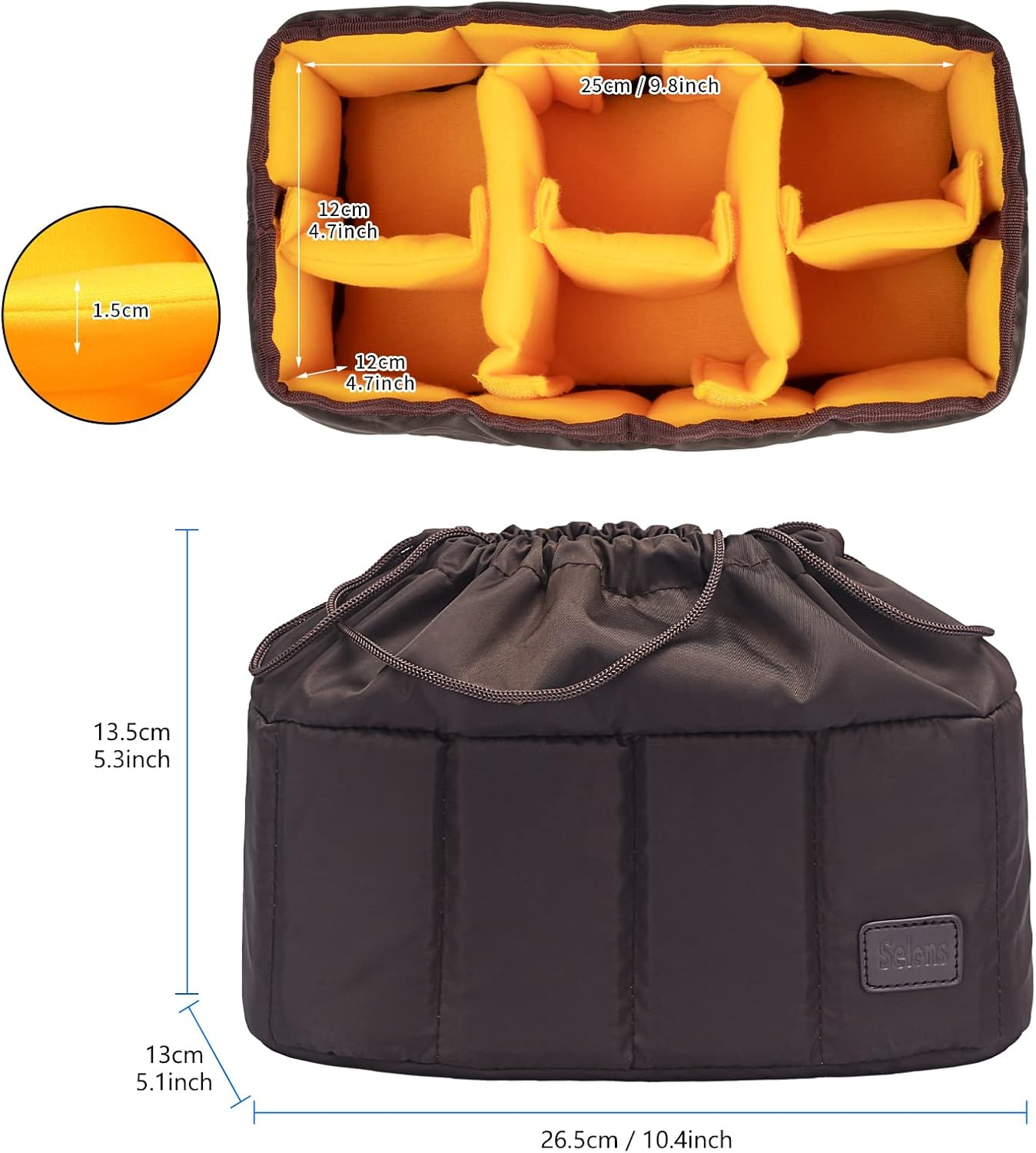Selens High-Capacity Shockproof DSLR SLR Camera Padded Bag Case Partition Camera Insert, Make Your Own Camera Bag image number 4