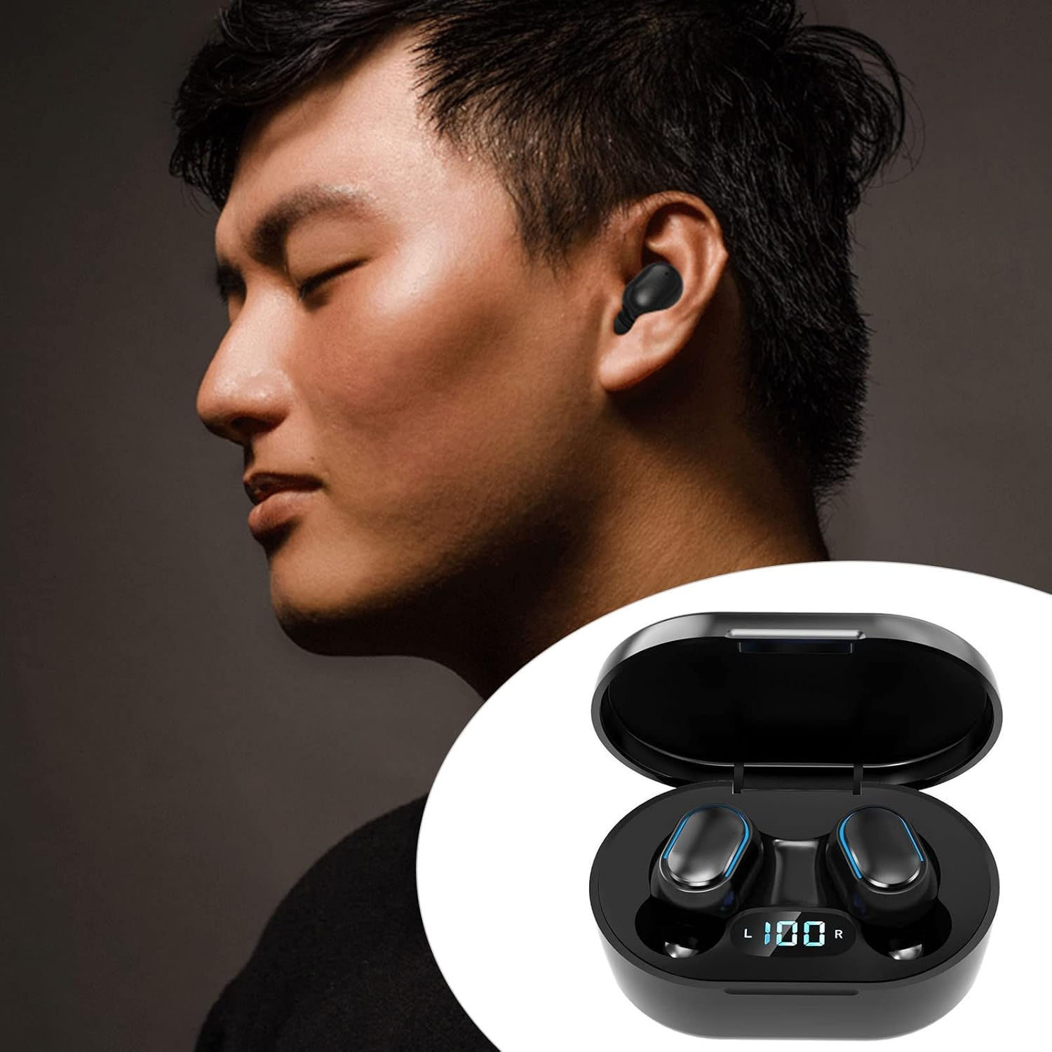 BT Gaming Earbud, Noise Cancelling Headphones with Charging Case, Wireless Headphones with Low Latency and Power LED Display, Sports Headphones for Online Meetings image number 1