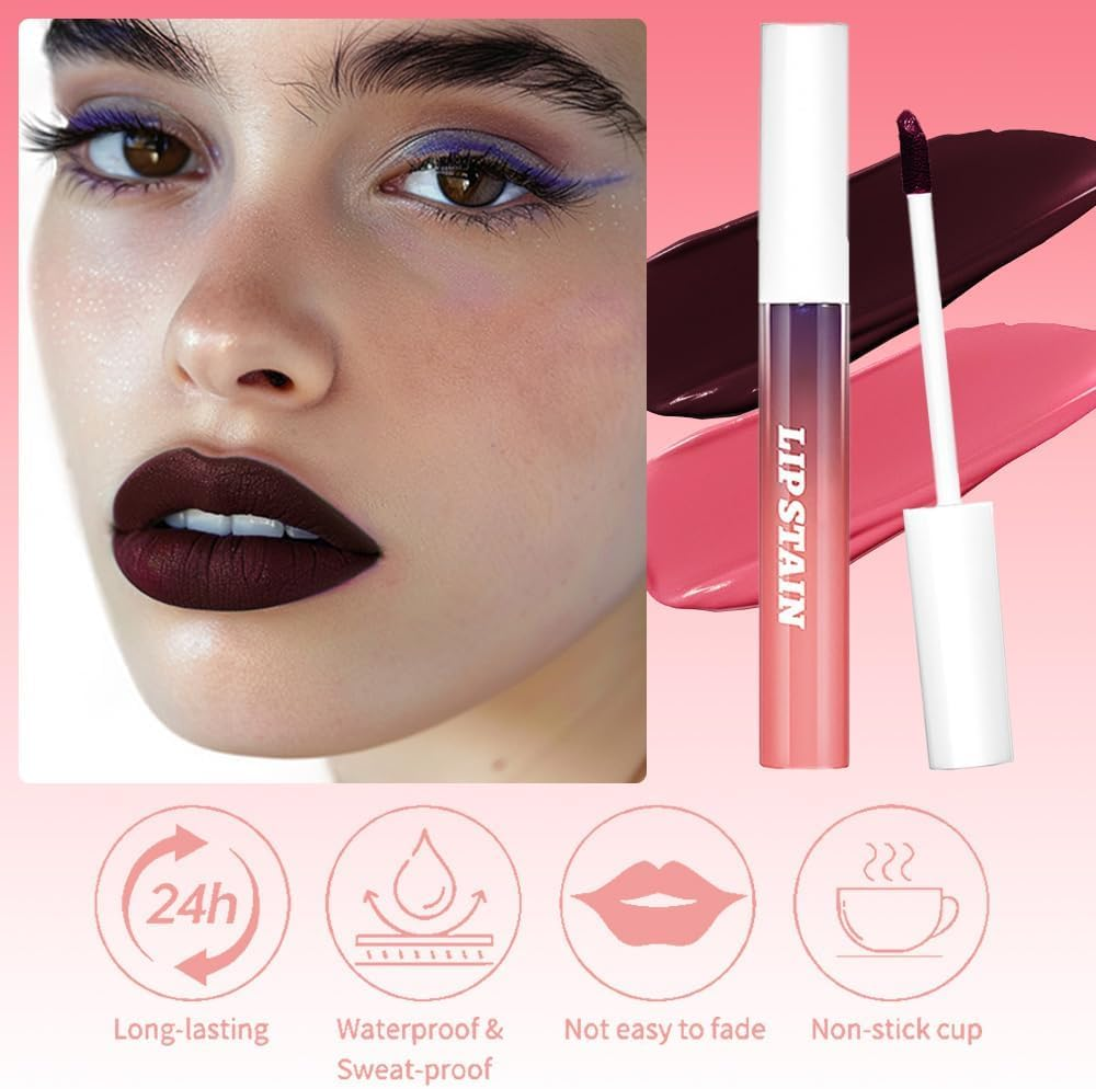 Peel-Off Lip Tint Set - Tattoo Stain Kit, Long-Lasting Matte Finish, Moisturizing Peel-Off Lip Mask, Waterproof & Smudge-Proof, 24H Color Hold (#3 Hot Pink, 2.5Ml) - 3 Hot Pink image number 3