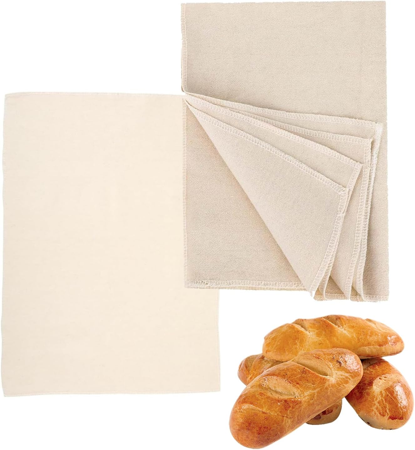 Tea Towels for Baking Sourdough, 2PCS Flour Sack Towels, Bread Making Accessories,Flour Duster for Pastry Baking & Proofing,Breads Fermentation Cloth,Bread Cloth, Linen Cloth, Pastry Cloth image number 1
