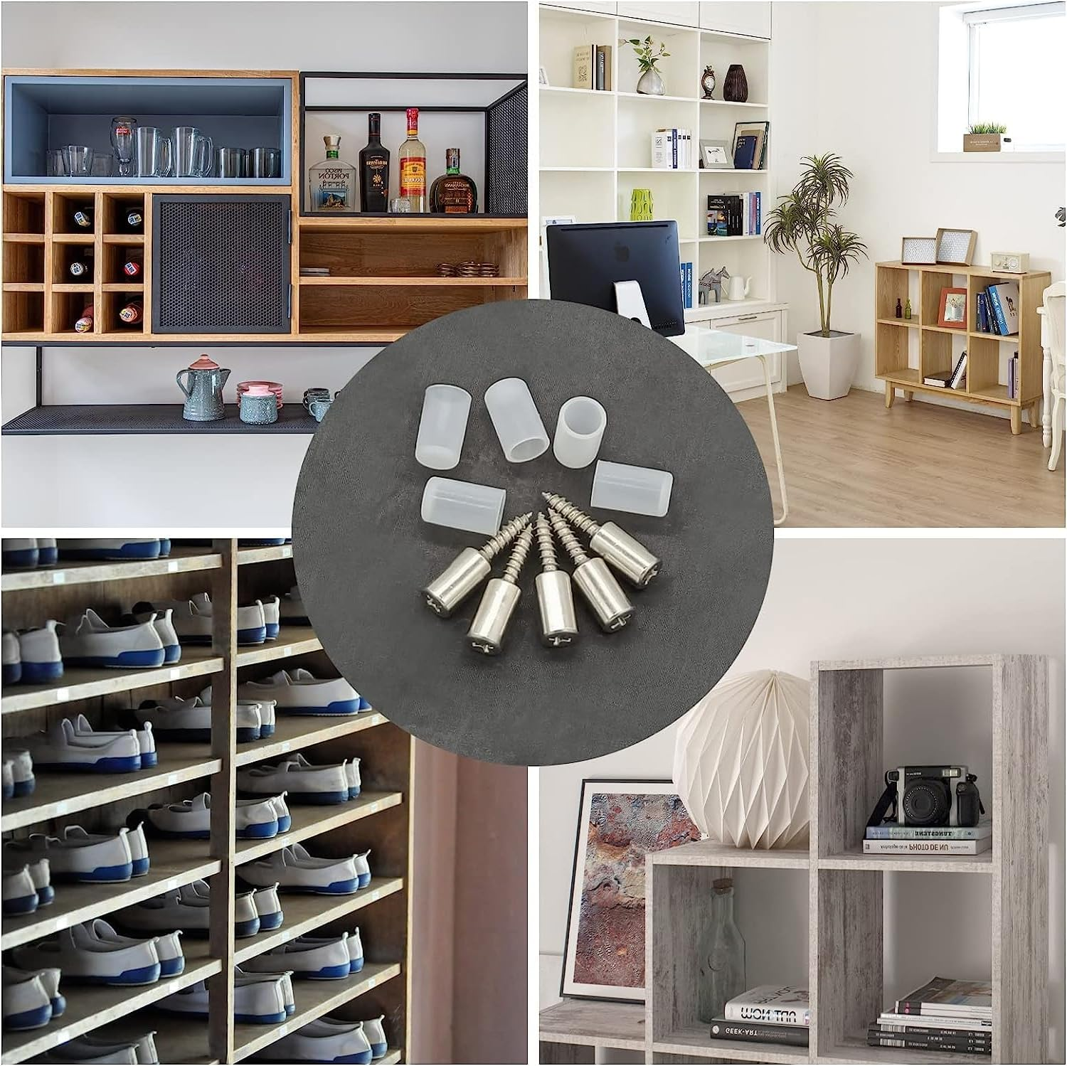 Cabinet Shelf Pegs Self-Tapping Screws, 36Pcs Self Tapping Cabinet Shelf Screws Self-Tapping Screws Cabinet Laminate Support Shelf Bracket Screws Pegs Shelf Support Pins with Covers,Transparent image number 5