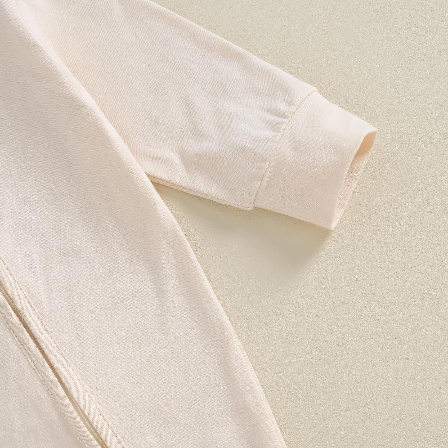 Newborn Baby Girl Boy Clothes Infant Long Sleeve Soild Footed Romper Zipper Footie Jumpsuit with Hat Fall Outfit image number 6