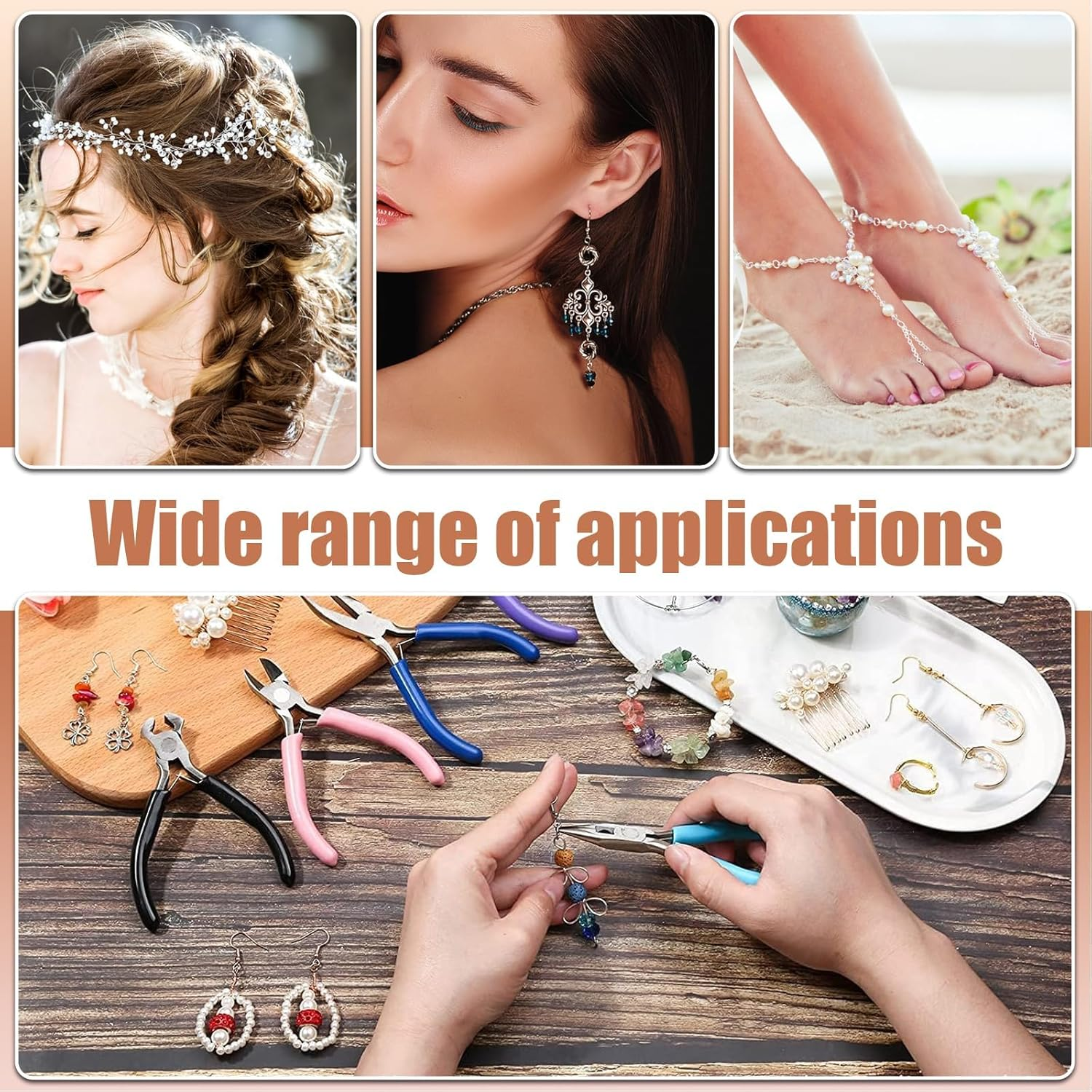 Jewelry Making Pliers Set - 4 Pcs Tools with Wire Cutters, round Nose, Chain Nose, Bent Nose - Mini Pliers for Jewelry Repair, Crafts, and Supplies image number 5