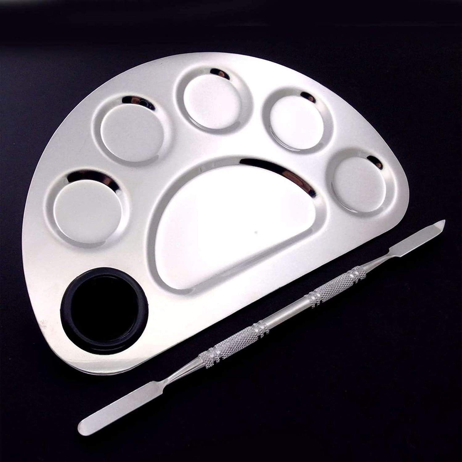 6 Holes Stainless Steel Nail Art Polish Mixing Plate Cosmetic Makeup Palette