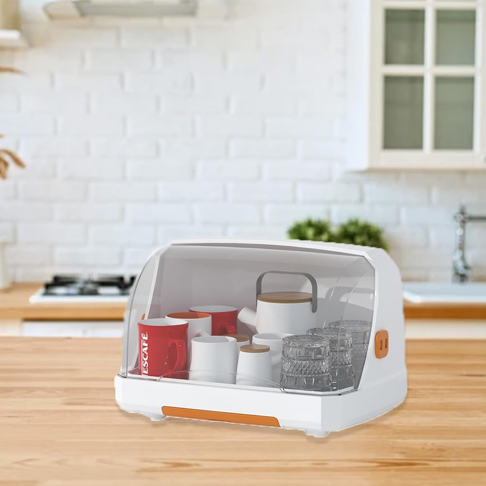 Bottle Drying Rack with Lid, Kitchen Dishes Drain Storage, Nursing Bottle Storage Holder, Dustproof Kitchen Cabinet Organizer, Dust-Proof Baby Cup Storage Box with Removable Drip Tray image number 4