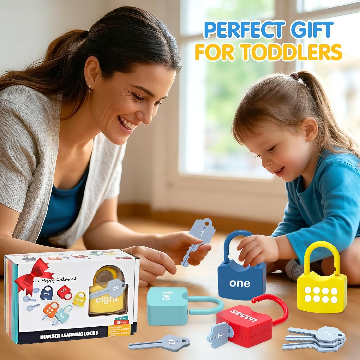 Montessori Toys for Toddlers 1-3 Year Old, Kids Lock and Key Learning & Education Toy, Numbers Counting, Matching, Sorting Game Preschool Educational Toys Age 3 4 5 Boys Girls image number 1