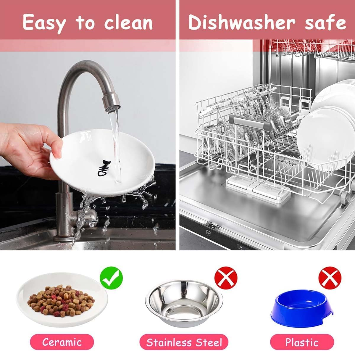 2-Piece Cat Bowls Black Raised Pet Bowl Prevent Neck Pain Feeding Wide Cat Bowl anti Vomiting Cat Feeding Plates with Non-Slip Mat and Cat Toy B image number 1