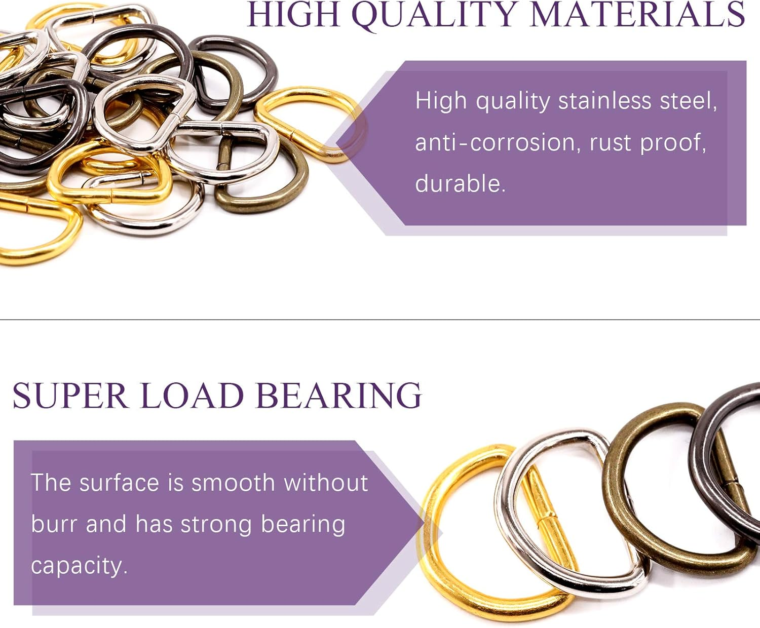 Swpeet 120Pcs 3/4 Inch - 20Mm 4Colors Multi-Purpose Metal D Ring Semi-Circular D Ring for Hardware Bags Ring Hand DIY Accessories (Mixed Color, 3/4 Inch) image number 4