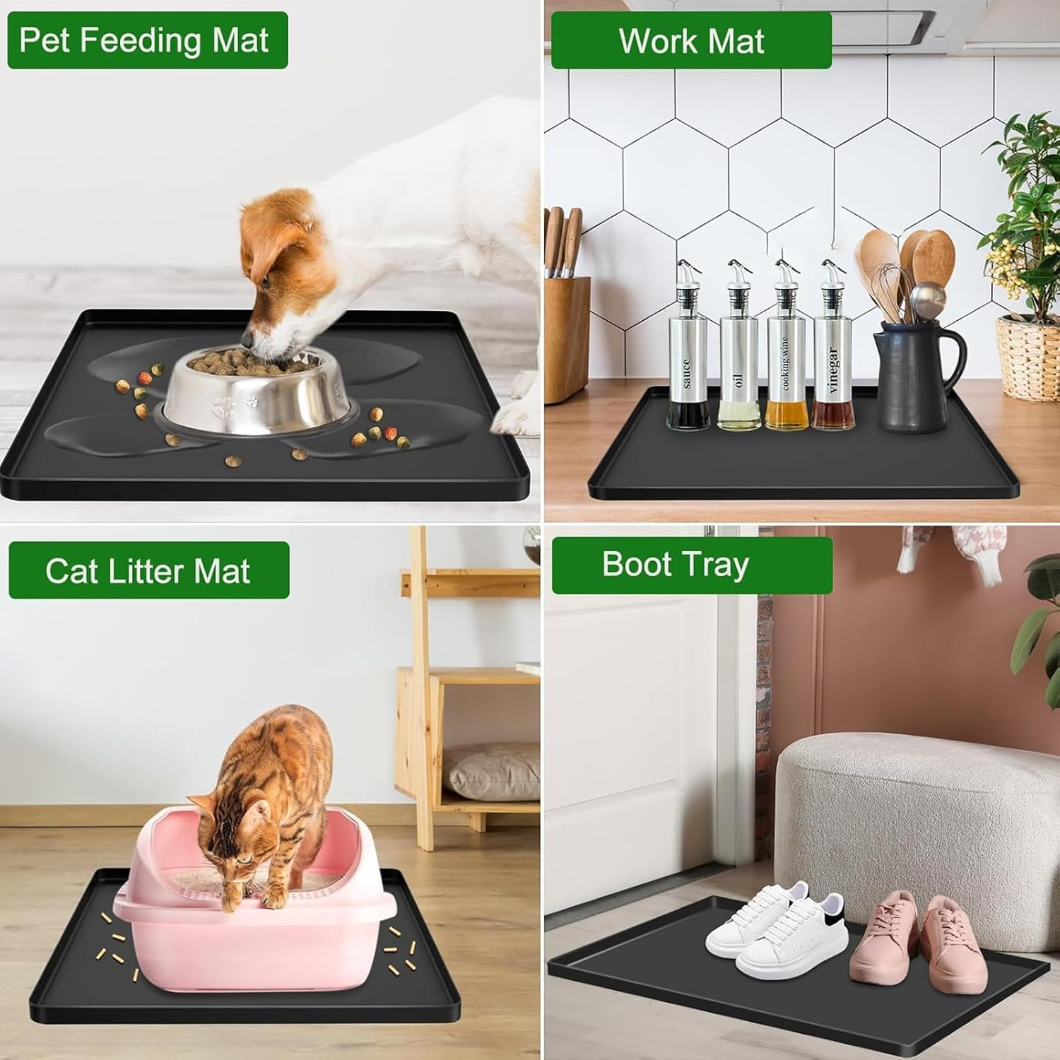 Aping Mini Fridge Silicone Mat with Raised Edges, Washer and Dryer Top Protector Mat,24''X24'', Refrigerator Floor Protector Mat, Mini Fridge Drip Pan Tray Protect from Water Leakage (Black) image number 6