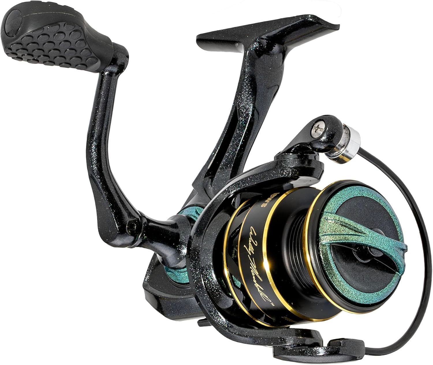 Lew&rsquo;S Wally Marshall Signature Series Spinning Fishing Reel, 5+1 Bearings, Graphite Frame and Rotor, Interchangeable Retrieve, Green/Gold image number 4