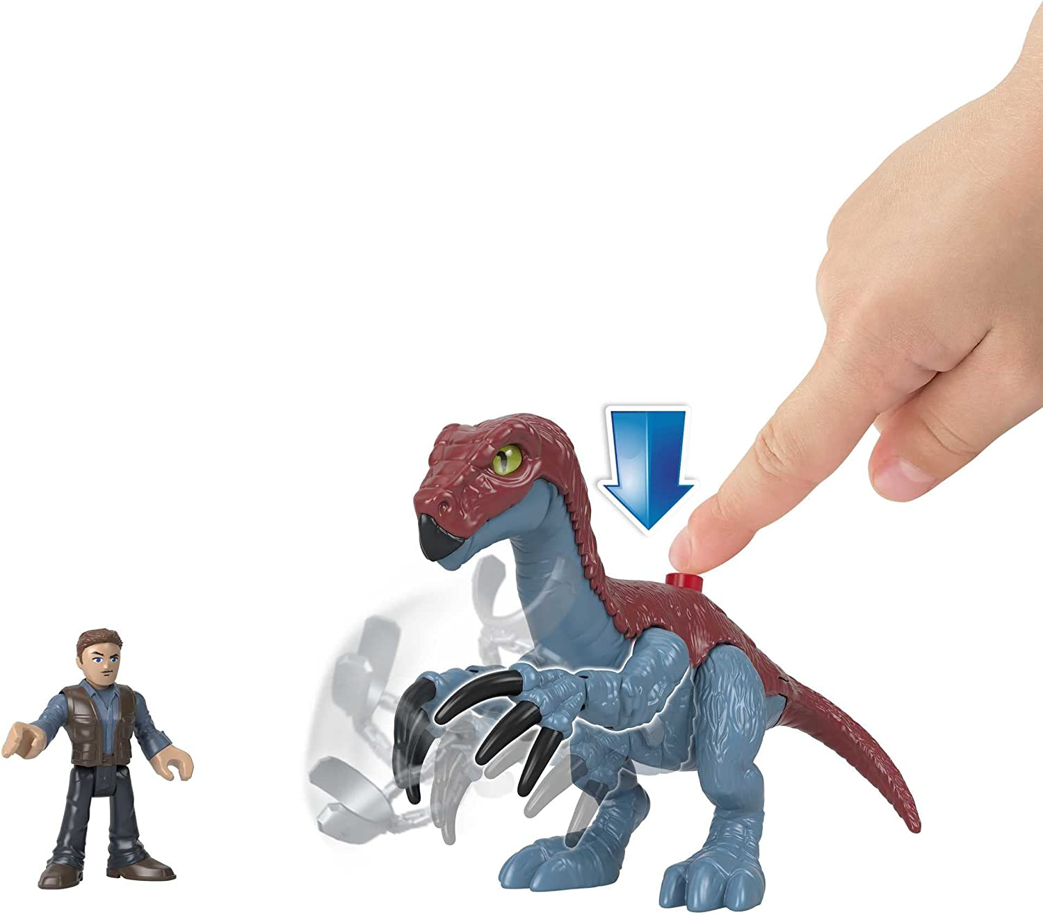 Fisher-Price Imaginext Jurassic World Dominion Therizinosaurus Dinosaur & Owen Grady 3-Piece Poseable Figure Set for Preschool Kids Ages 3 and Up image number 1