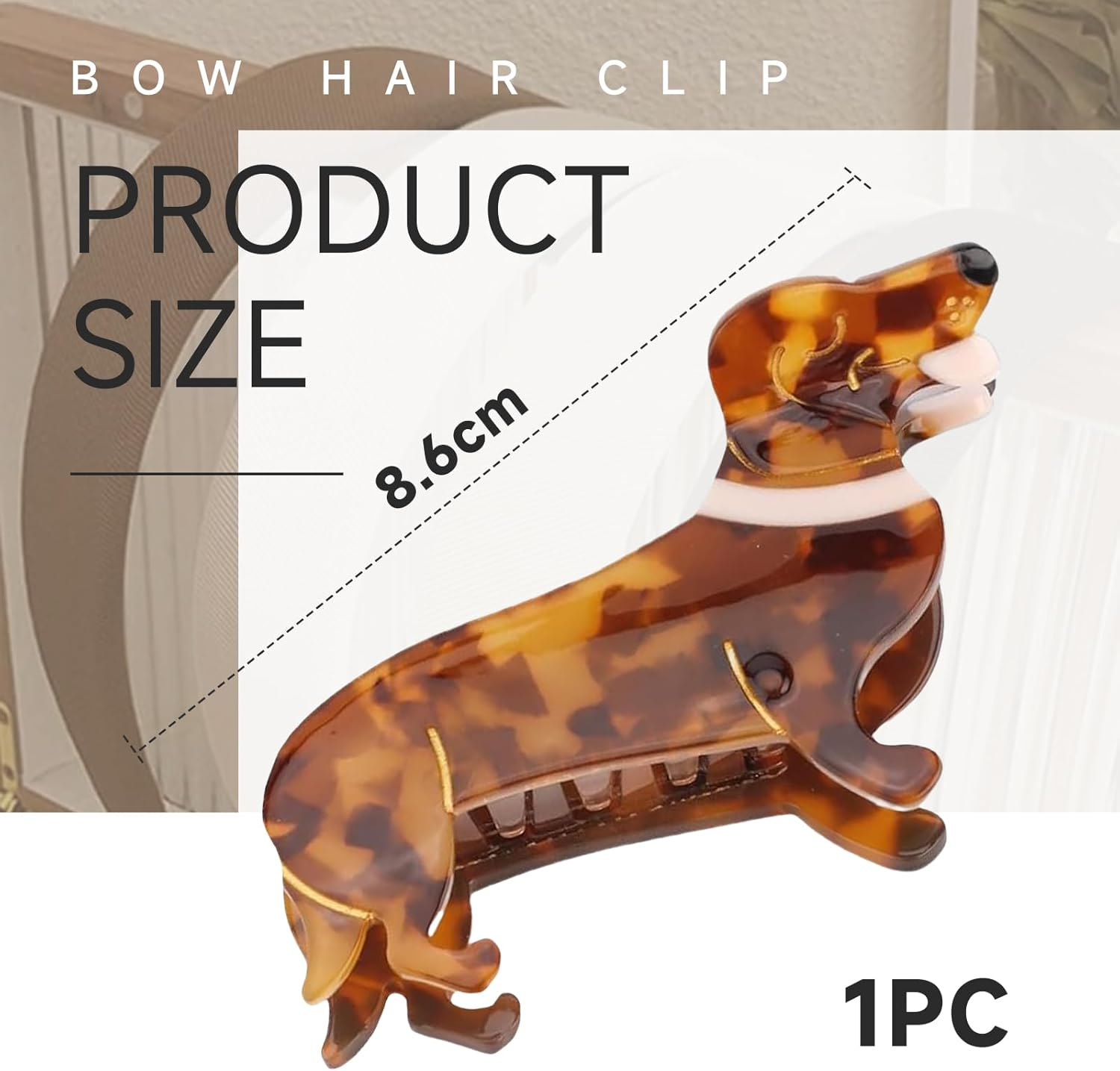 Cosmeria Dachshund Hair Clip for Women and Girls, Funny Volume Clip Made of High-Quality Acetate, Perfect Dog Hair Clip for All Occasions and Dachshund Lovers