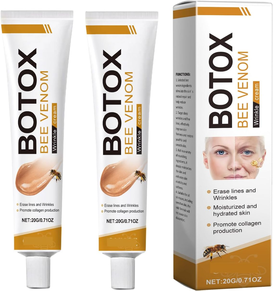 Botox Bee Venom Cream Australia，2Pcs Facial Skin Care Products，Wrinkle Removal & Firming, Moisturizing, Lifting & Recovery for All Skin Types image number 2