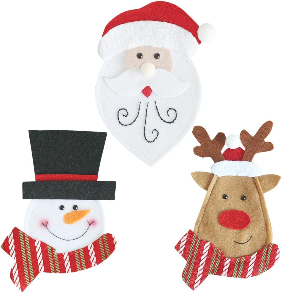 6PCS Christmas Snowman Tableware Holder Silverware Holder Pockets Set Knife Spoon Fork Bags