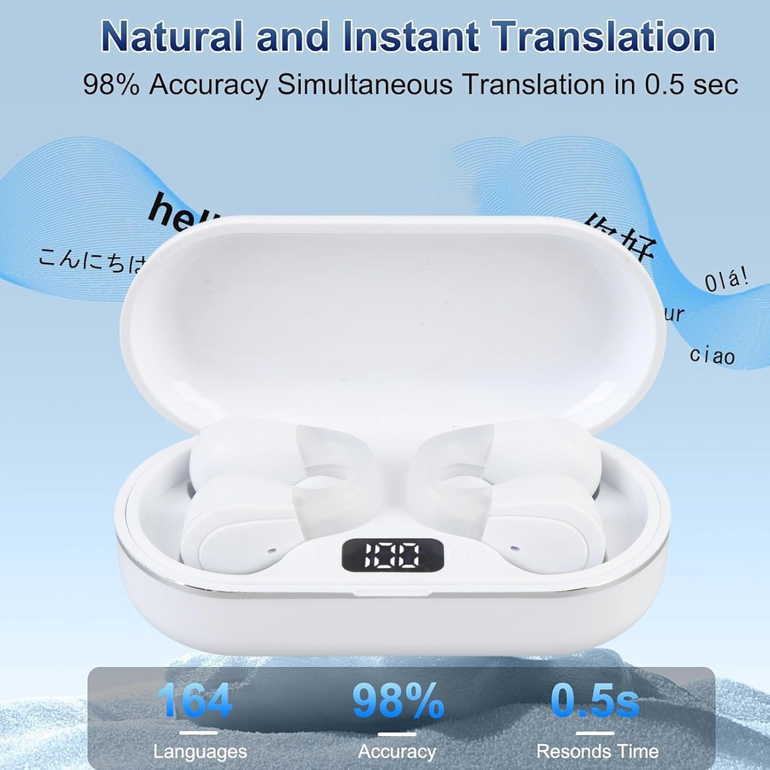 YUEHISY AI Translation Earbuds Real Time, 164 Languages 7 Translation Modes Earphones with Hifi Sound, Noise Reduction, with APP image number 6