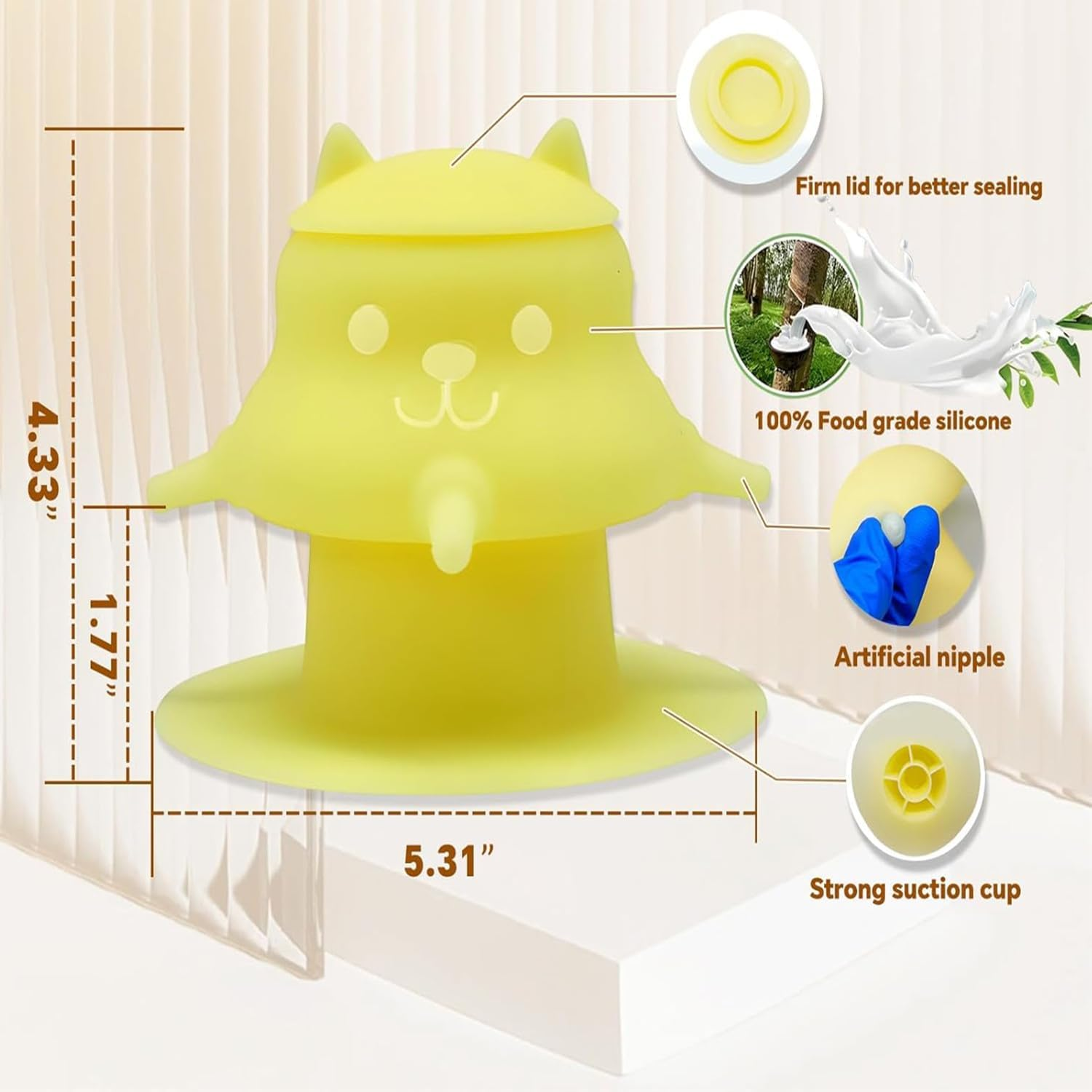 Puppy Bottle, Kitten Bottle, 4 Nipples Silicone Pet Feeding Station, 230Ml Feeder Bowl for Kittens, Puppies image number 4