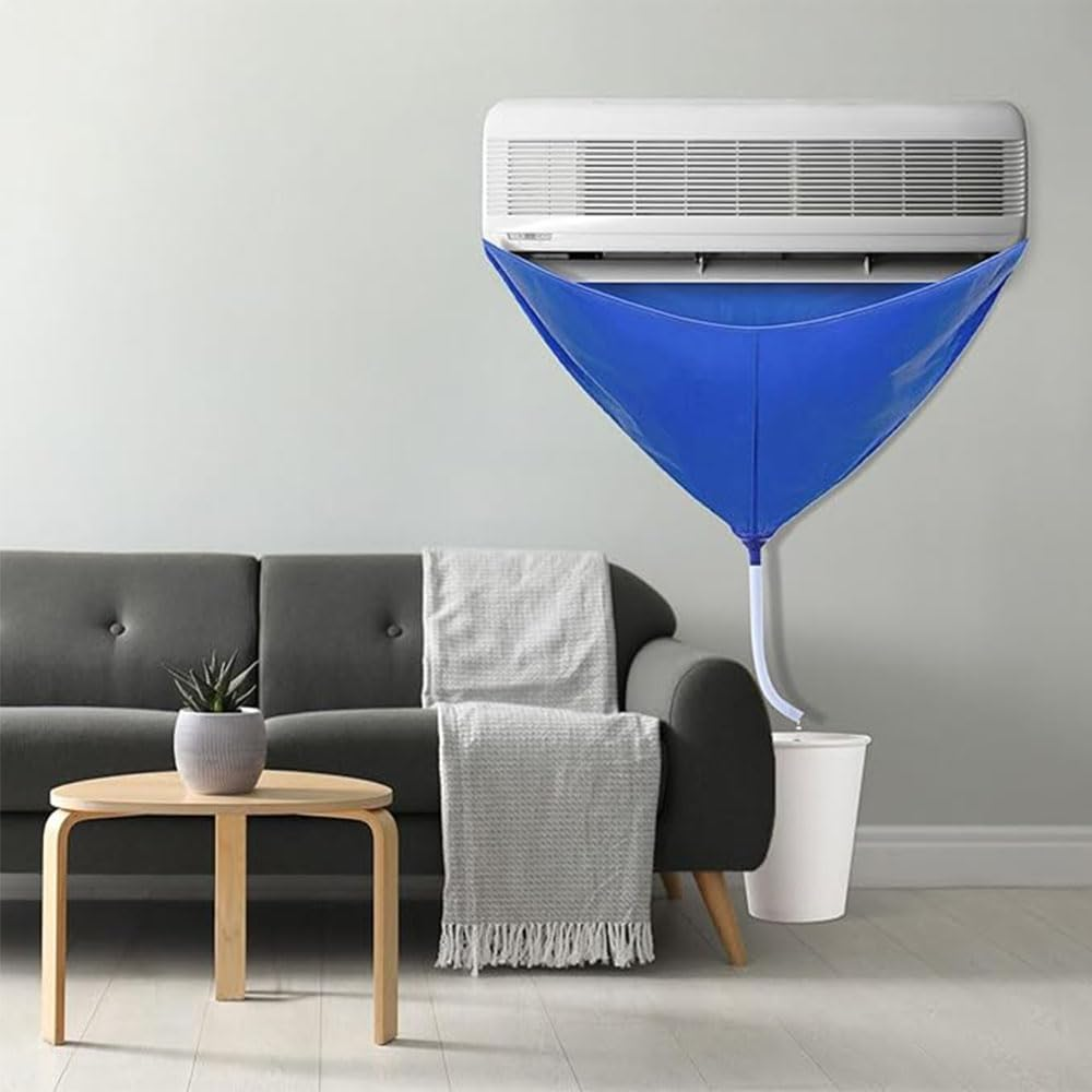 1 Pcs Air Conditioner Cleaning Cover,Split Cleaning Kit,Funnel Shape Split AC Cleaning Cover Bag with Water Pipe Wall Mounted Air Conditioning Cleaning Kit for Household AC Units(Blue) image number 6
