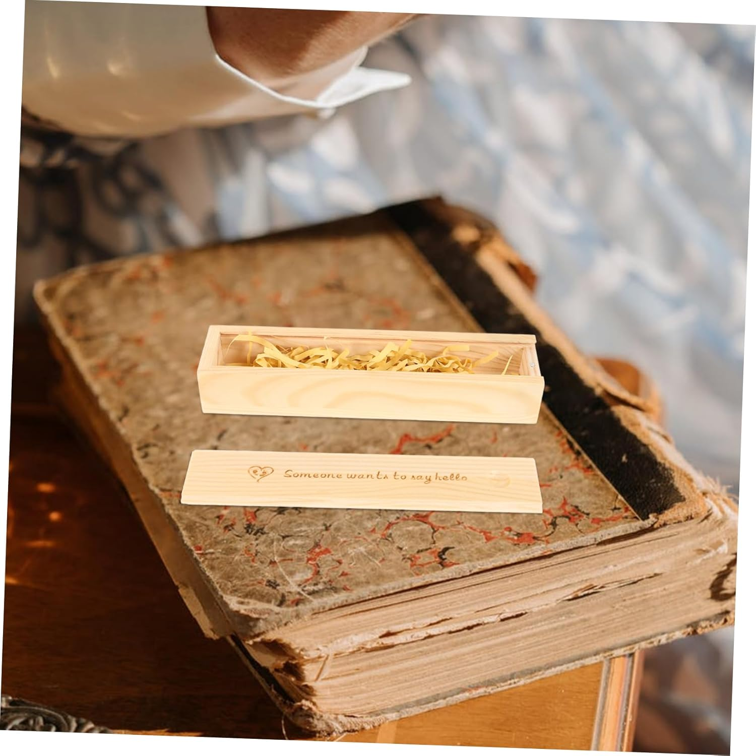 Wooden Pregnancy Test Box Keepsake Storage Decorative Announcement Case for Newborn Elegant Natural Design image number 1