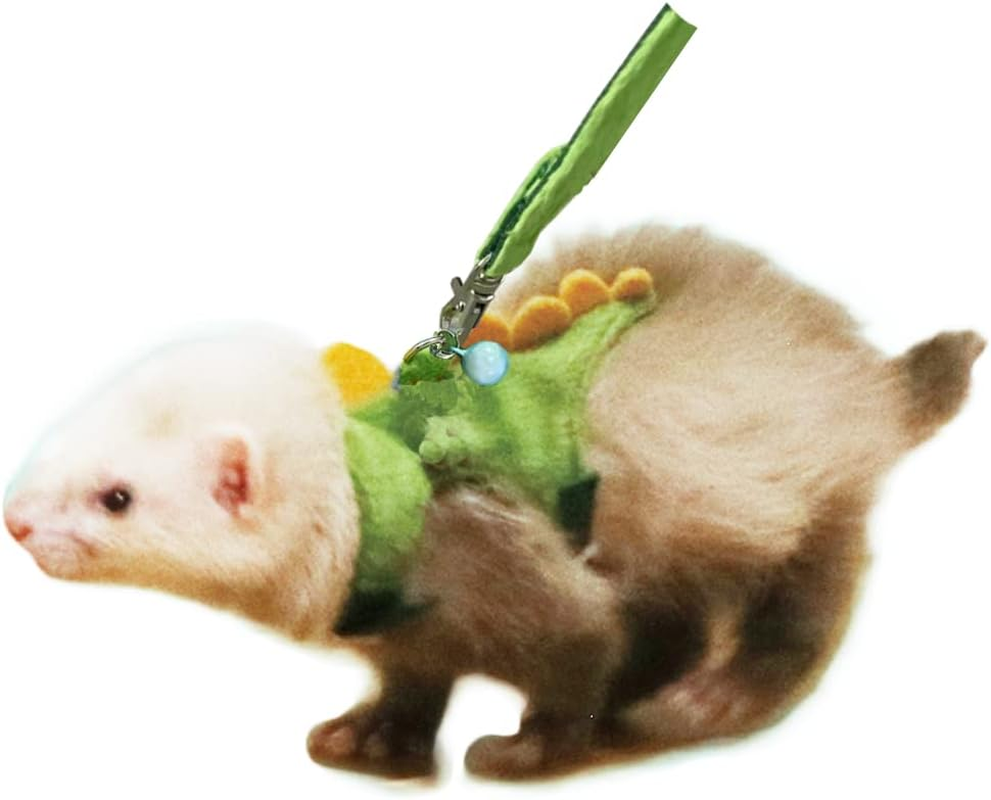 Anelekor Ferret Harness and Leash Set Small Animals Vest Harness with Safe Bell Dinosaur Shaped Walking Clothes for Baby Rabbit Guinea Pig Teacup Chihuahua Mouse and Other Small Pet (B) image number 3