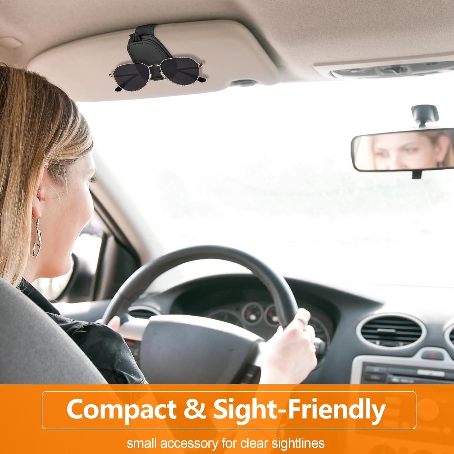 Sunglasses Holders for Car Visor, 2 Pack Magnetic Leather Sunglass Clip for Car Visor, Car Glasses Holder and Ticket Card Clip, Eyeglass Holder for Car Visor Accessories (Black) - 2 Pack - Black image number 5