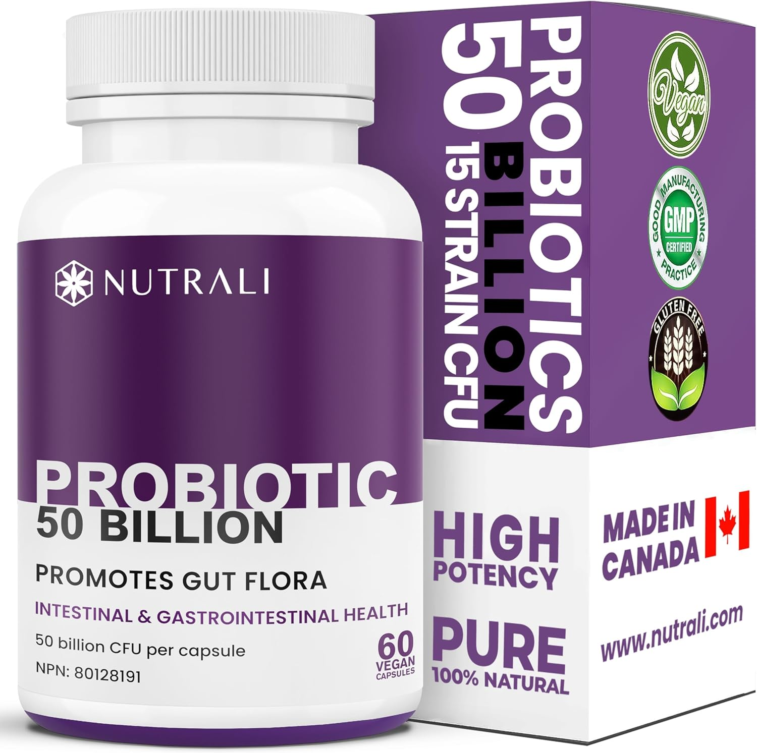 50 BILLION Daily Probiotic for Men & Women, 15 Strains Active Culture. Relieves Bloating and Constipation, Improved Digestion and Gut Health Supplement, Non-Gmo, Vegan, Gluten Free. 60 Powerful Easy to Swallow Capsules. image number 2