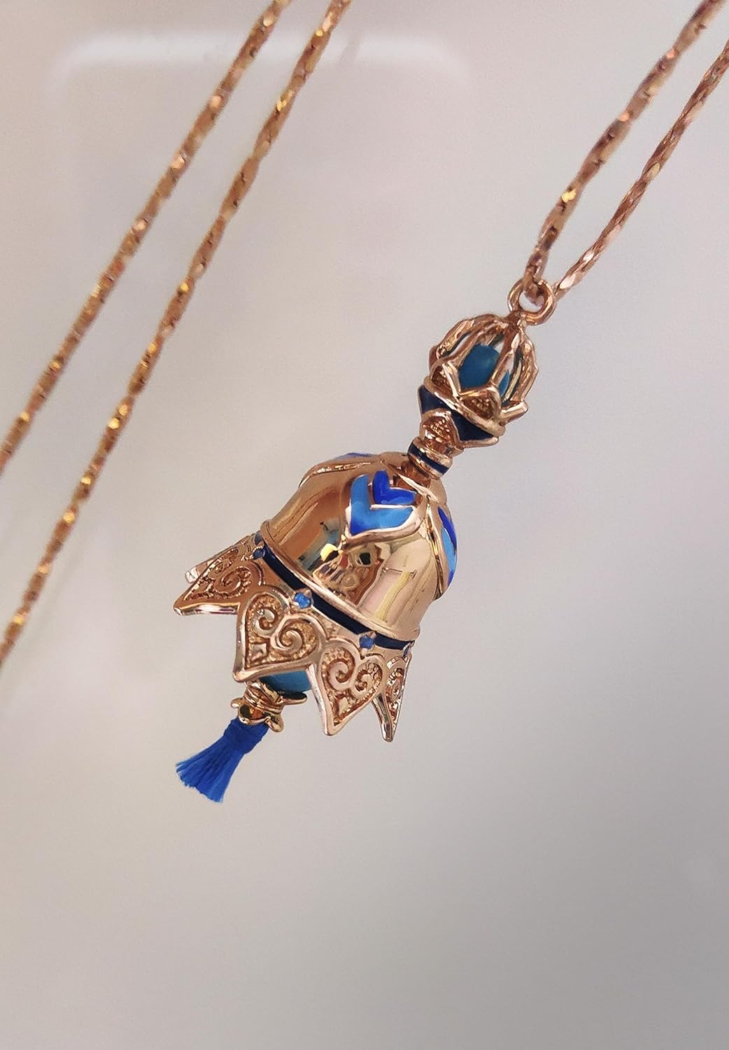 Ealipoi Scaramouche Necklace Anime Genshin Cosplay Pendant Wanderer Cosplay Accessories Alloy Bell Prop, Medium, Zinc, Agate image number 3