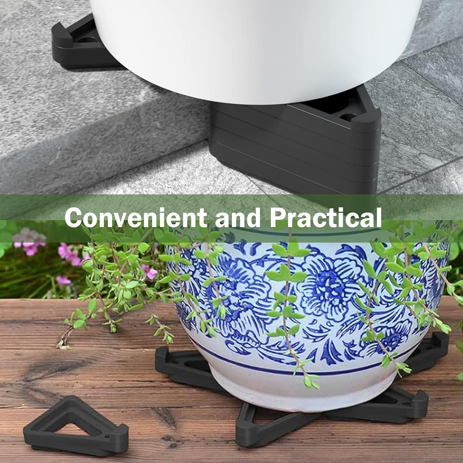 24Pcs Plant Pot Feet, Invisible Triangle Pot Risers, Flower Pot Rack Pot Lifters Supports for Indoor & Outdoor Plant Pots