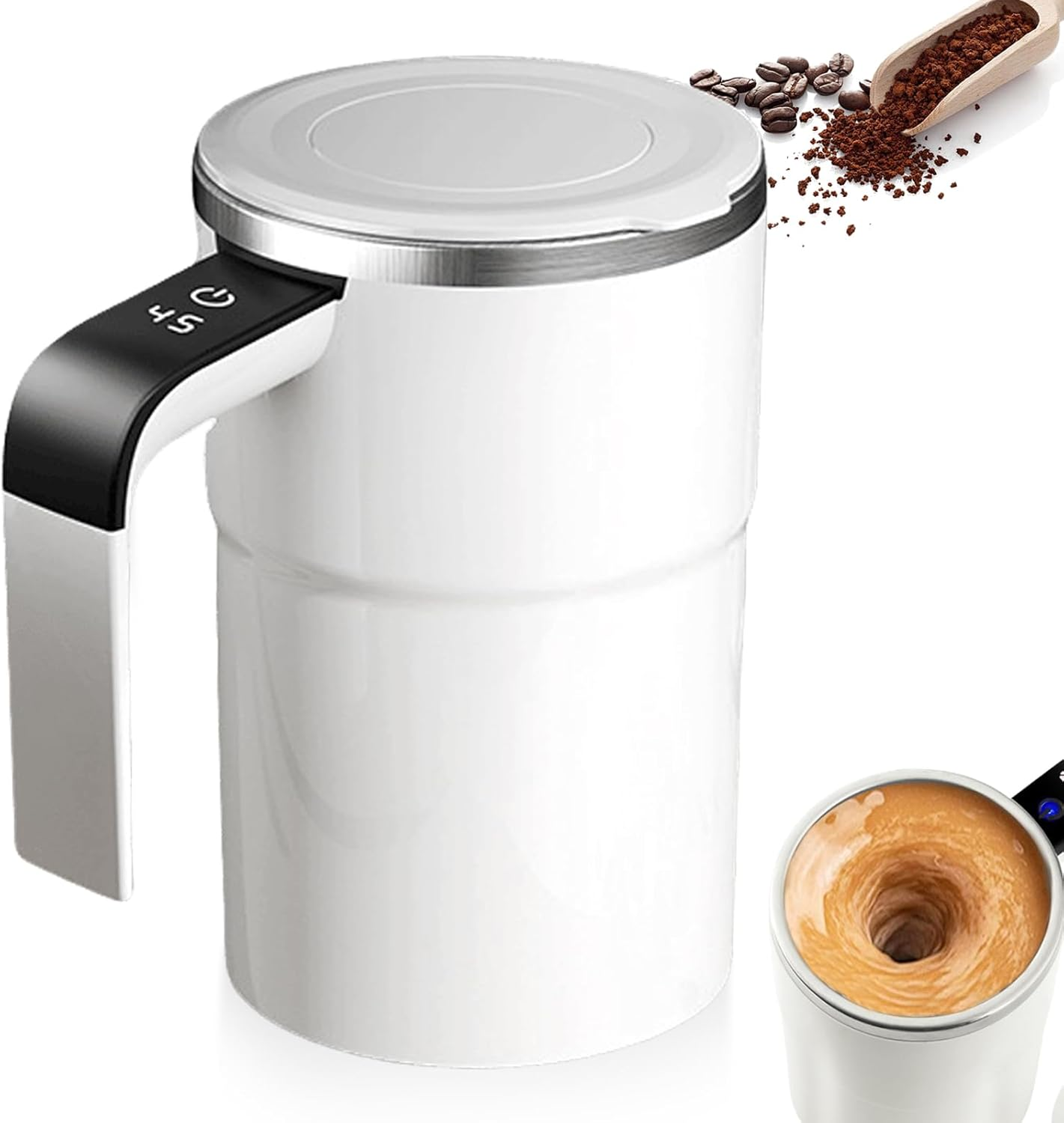 380 Ml Electric Self Stirring Coffee Mug, Thermal Mug with Temperature Display - Magnetic Self-Stirring Cup for Coffee, Protein, Tea, Hot Chocolate