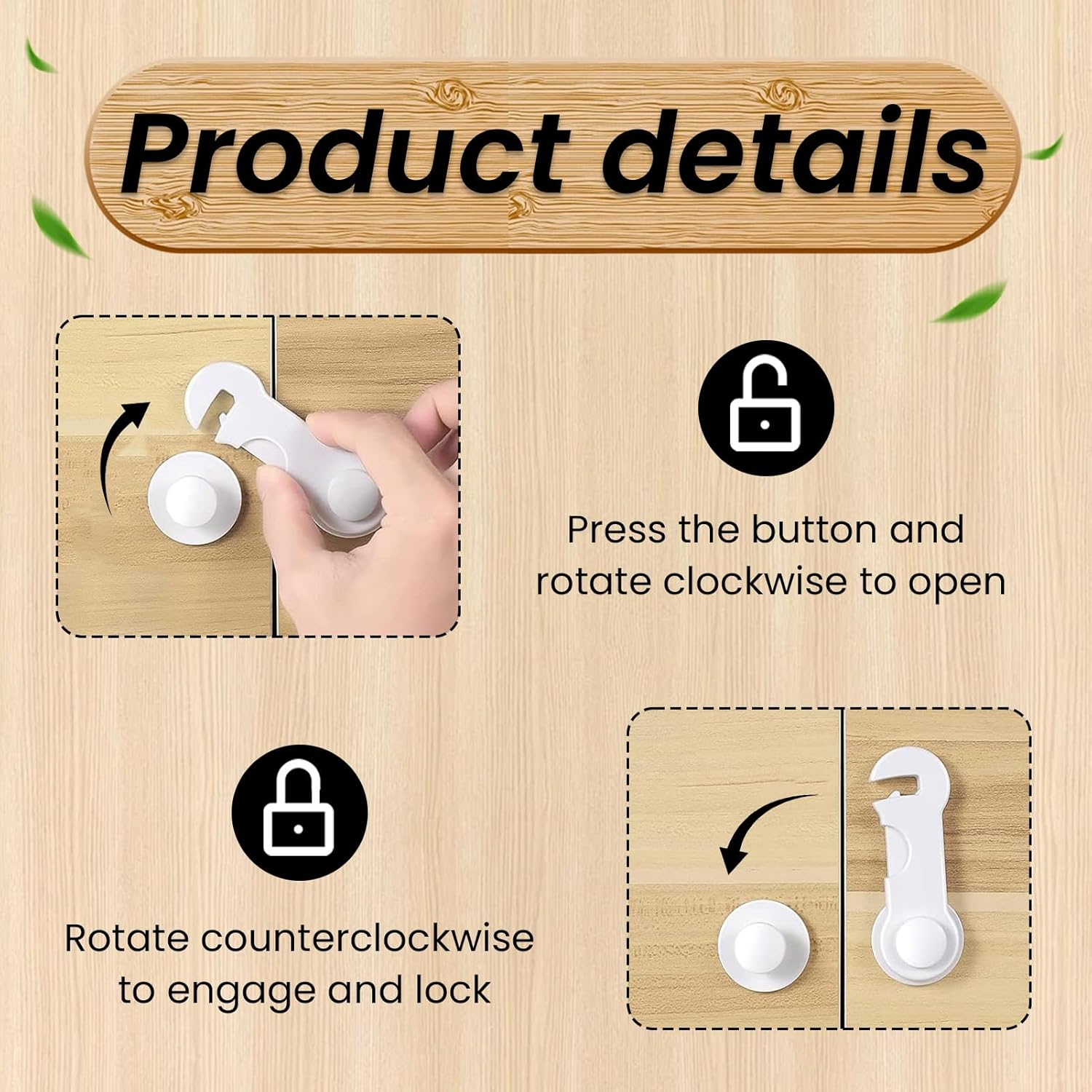 Yizene 10Pcs Child Locks for Kitchen Cupboards,Baby Proof Cupboard Drawer Safety Locks with Strong Removable Adhesive No Tools and Drilling Required,Child Locks for Cabinets Doors,Pantry,Wardrobe image number 5