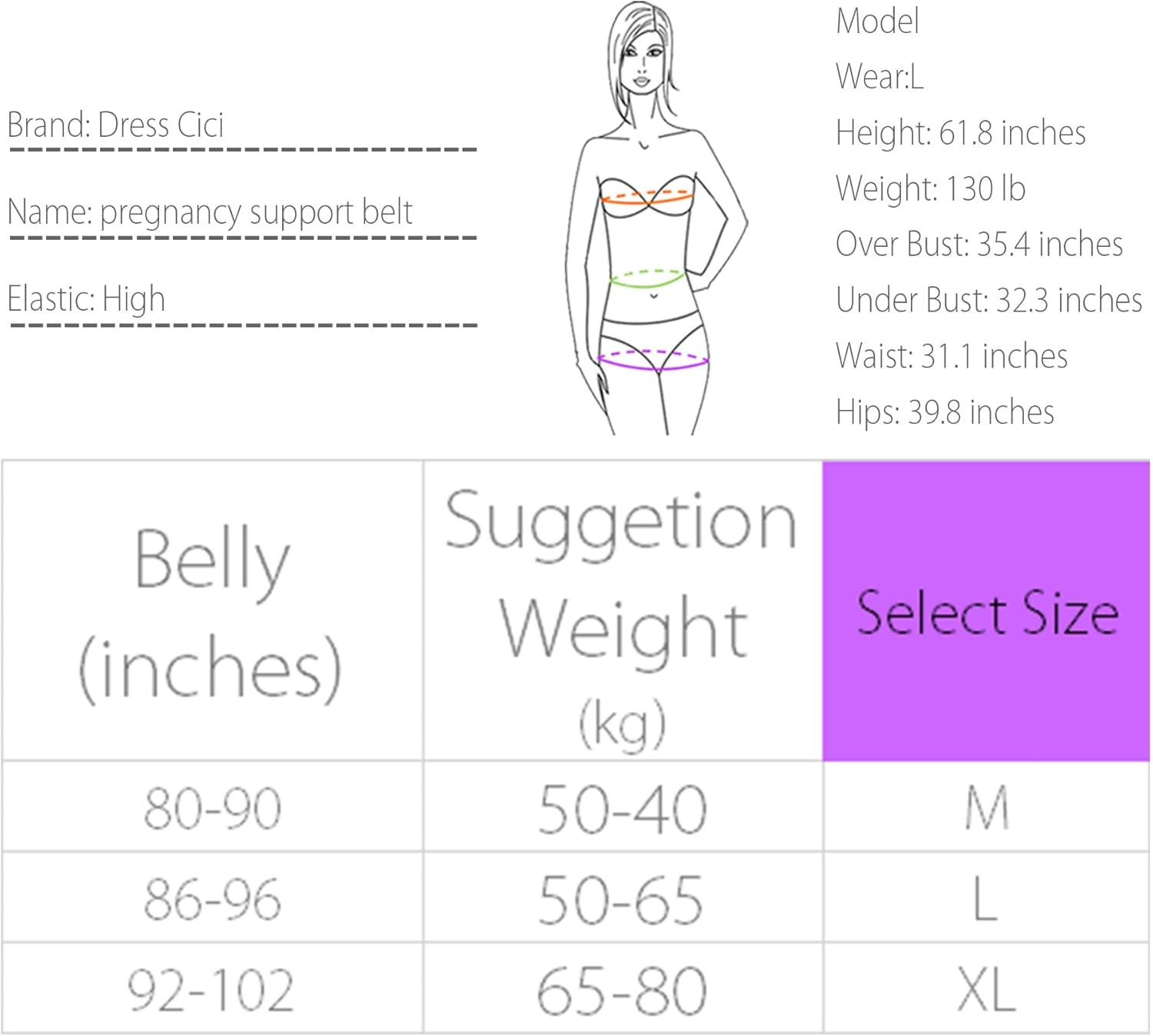 Dress Cici Maternity Belly Bands Slimming Shapewear, Postpartum Tummy Control Elastic Waist Trainer for Mothers image number 5