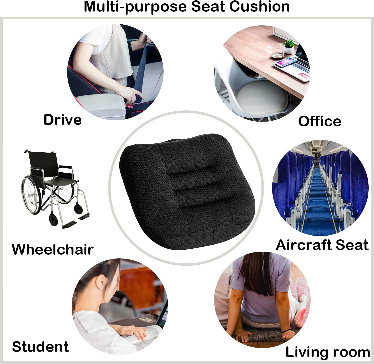 Car Booster Seat Cushion, Office Mat, Car Seat Pad Heightening Height Boost Mat Portable Breathable Mesh, Ideal for Car Office,Home image number 6
