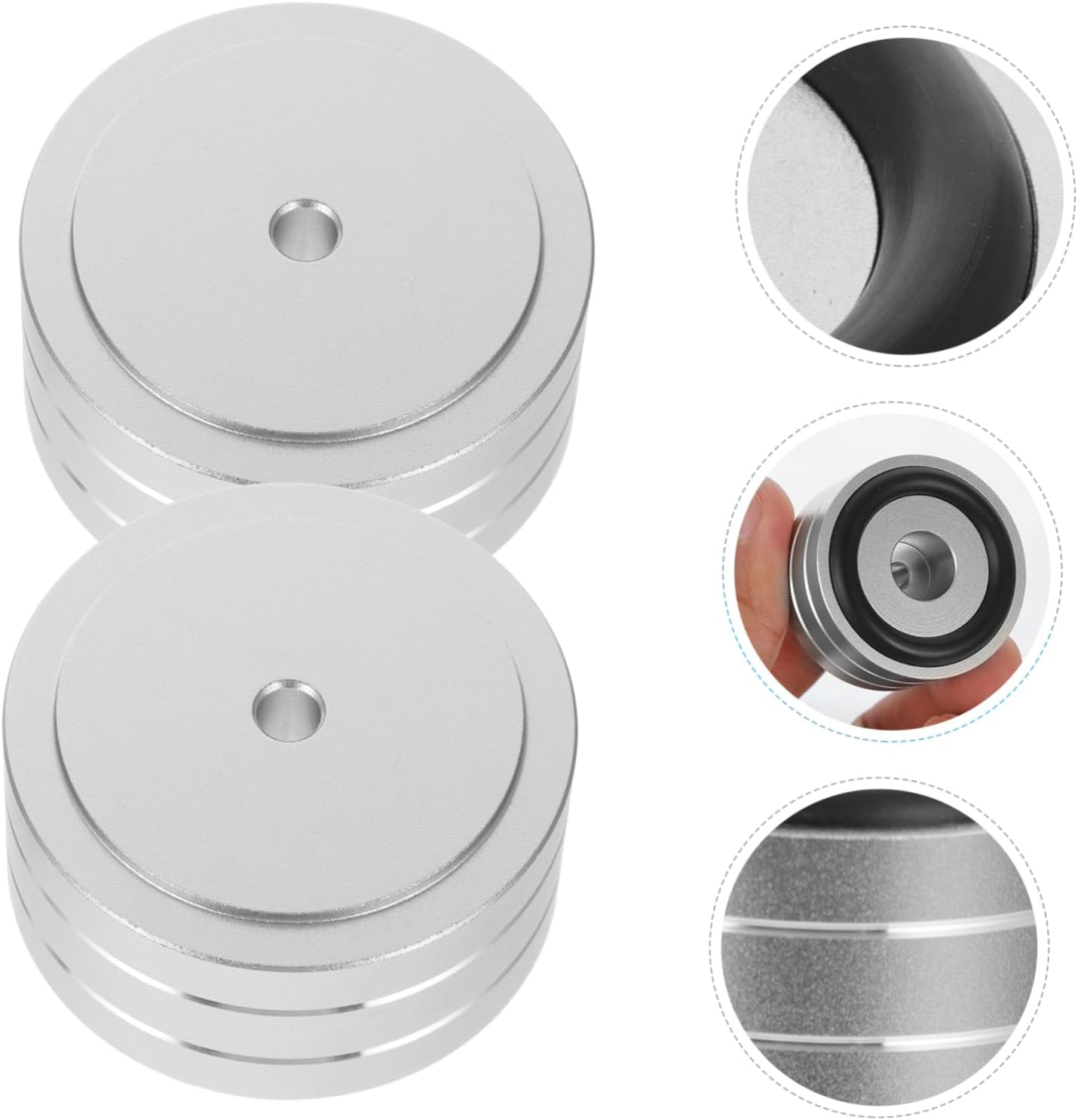 Happyyami 2Pcs Aluminum Alloy anti Vibration Feet Cushions for Hifi Audio Amplifier and Speaker Pads Silver Small Size Sound System Isolation Base for Home Theater and Studio