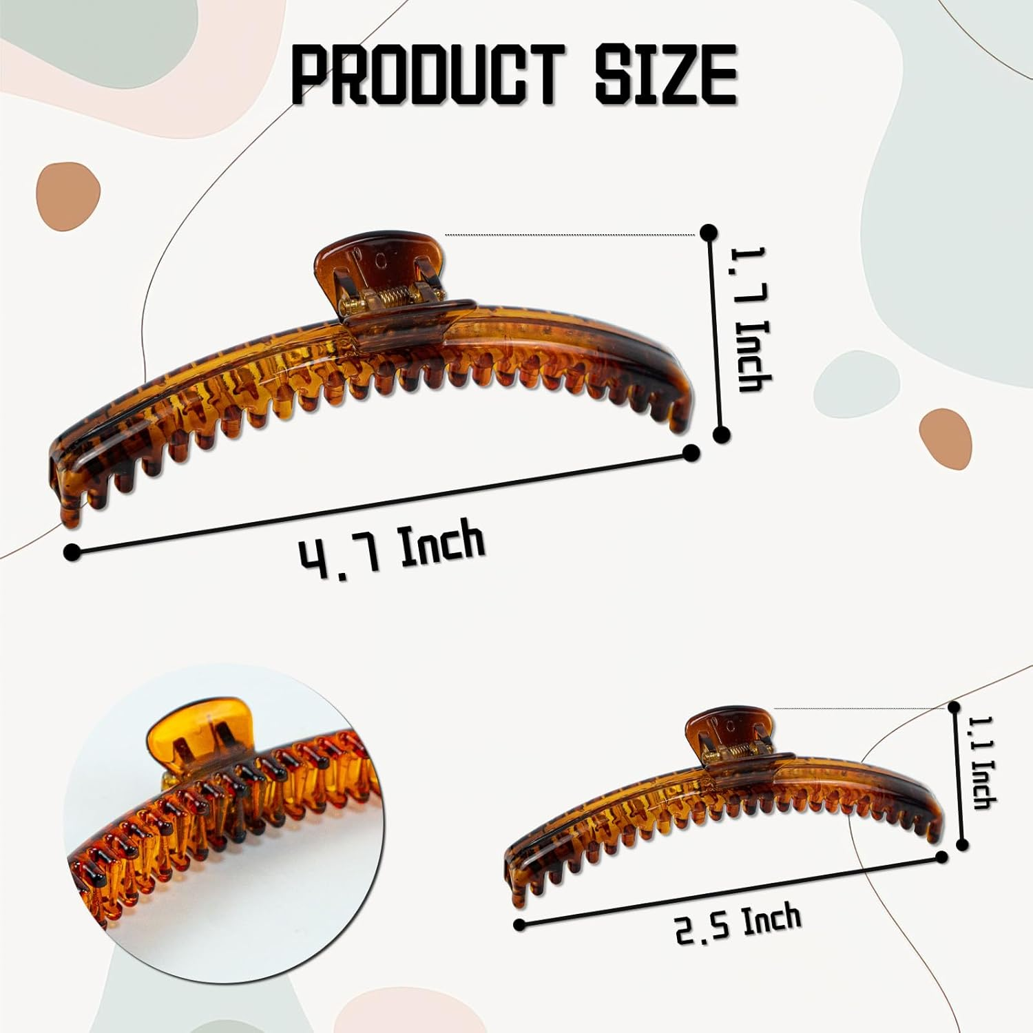 12 Pcs Hold Everything Hair Claw Clips, 4.7 Inch and 2.5 Inch Claw Clips Set for Thick ，Thin ，Straight and Curly Hair, Strong Clip Non-Slip 6 Colors Double Row Teeth Hair Claw Clips (Colorful) image number 1