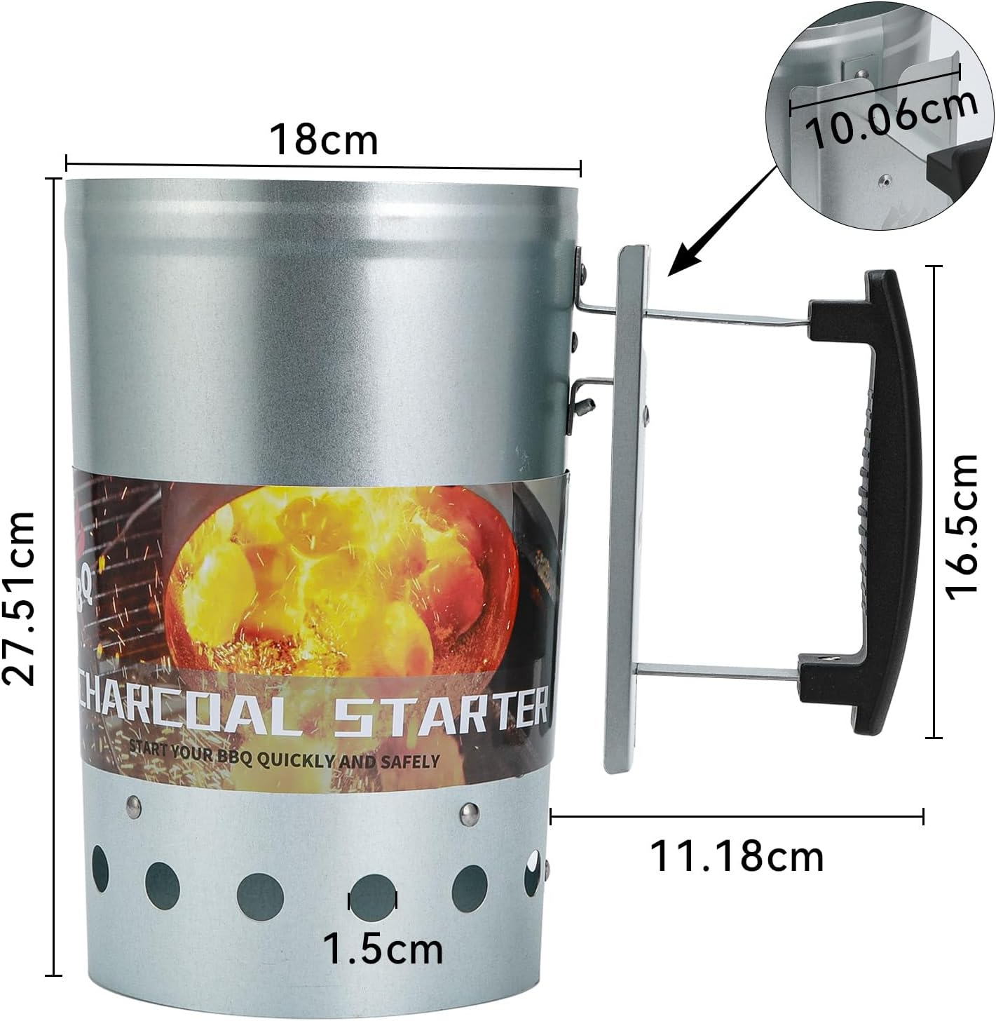 Willbbq Charcoal Starter Chimney Bucket BBQ Coal Starter for Rapid Fire image number 2