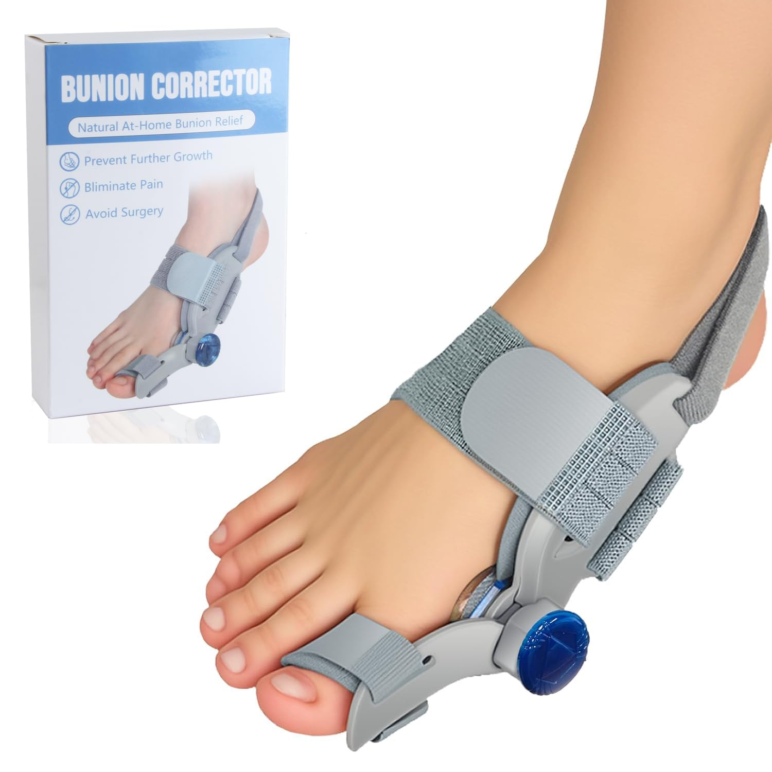 Bunion Correctors for Men and Women, Adjustable Knob Toe Straightener, for Bunion and Big Toe Pain Relief, Adjustable Bunion Splints (Gray) image number 5