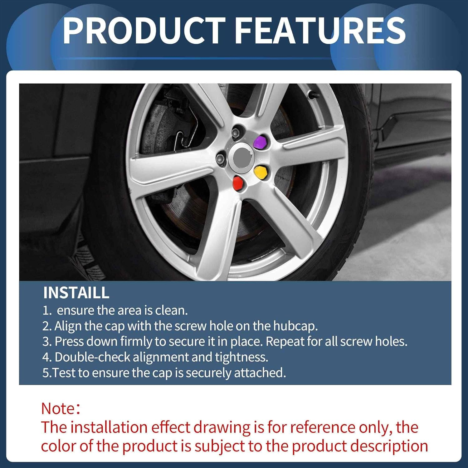 INFINAUTO Wheel Nut Bolt Outer 21 Mm Rims Tyre Nut Screws Dust Cap Cover Nut Protection Plastic Black image number 5