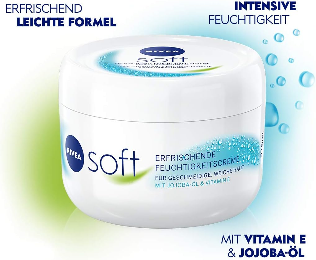 NIVEA Soft Refreshing Moisturising Cream (375 Ml), Nourishing Soft Cream with Vitamin E and Jojoba Oil, Fast Absorbing Skin Cream
