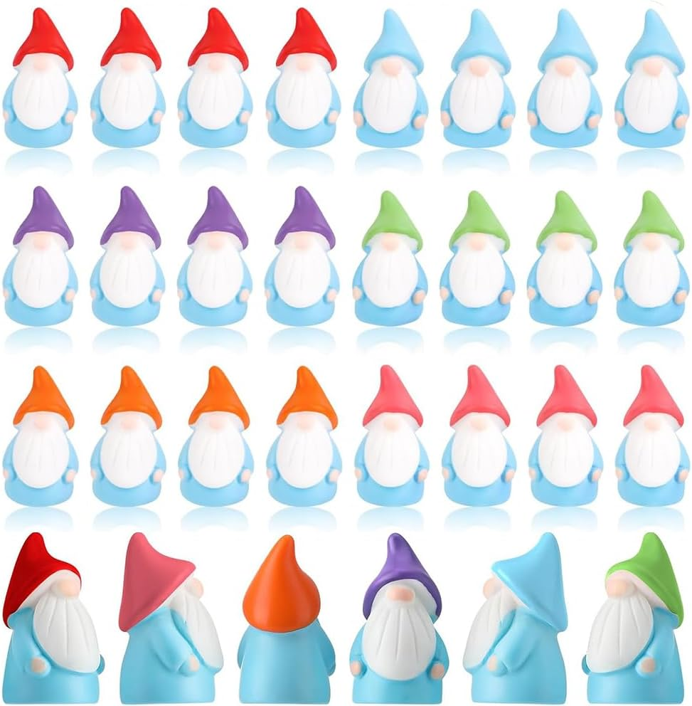 30Pcs Mini Resin Gnomes in 6 Colors,Micro Landscape Christmas Old Man Dwarf Ornament,Diy Decorations Accessories Miniature Small Ornaments for Landscape Garden Outdoor Patio Yard Plant Pots Decor image number 6