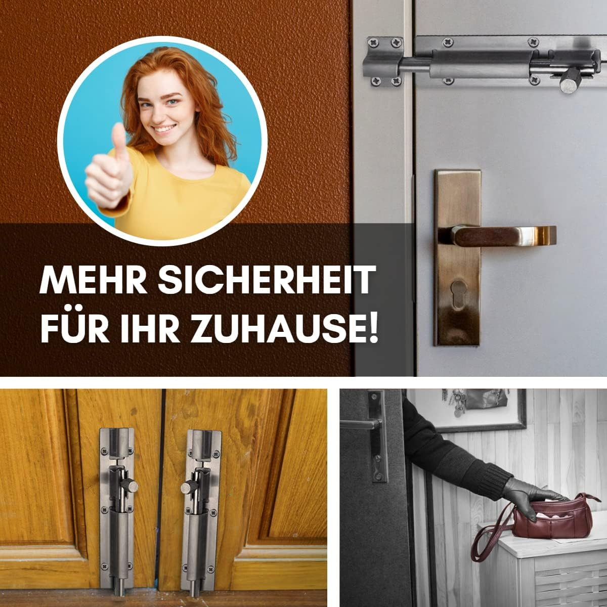 Euro Tische Stainless Steel Door Bolt for Doors and Gates Security, Heavy Duty Gate Bolt for Home, Yard and Garden (14.5 Cm) image number 5