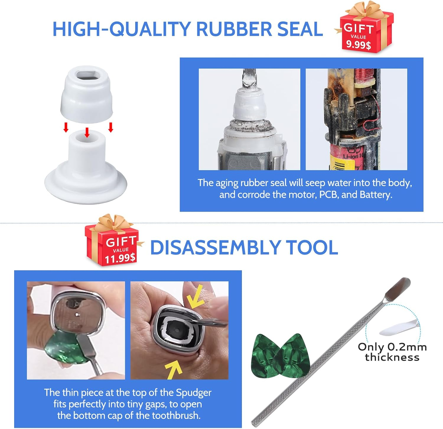 Electric Toothbrush Metal Shaft/Link Rod Replacement Parts Compatible with Philips Sonicare HX6300, HX6500, HX6700, HX6900, HX8900, HX9100, HX9300 Series (2 Pack) image number 5