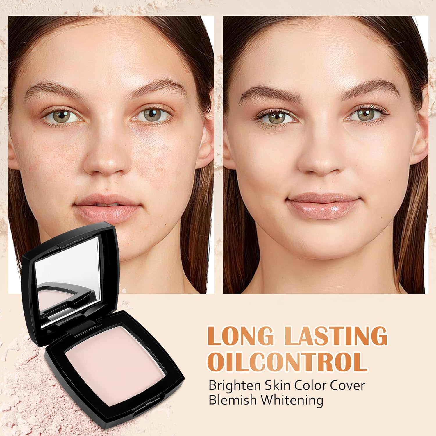 Setting Powder, Oil Control Pressed Powder, Long-Lasting Matte Face Powder Pore Minimization, Flawless Finishing Powder Makeup, Portable Face Powder Compact with Mirror and Puff image number 4