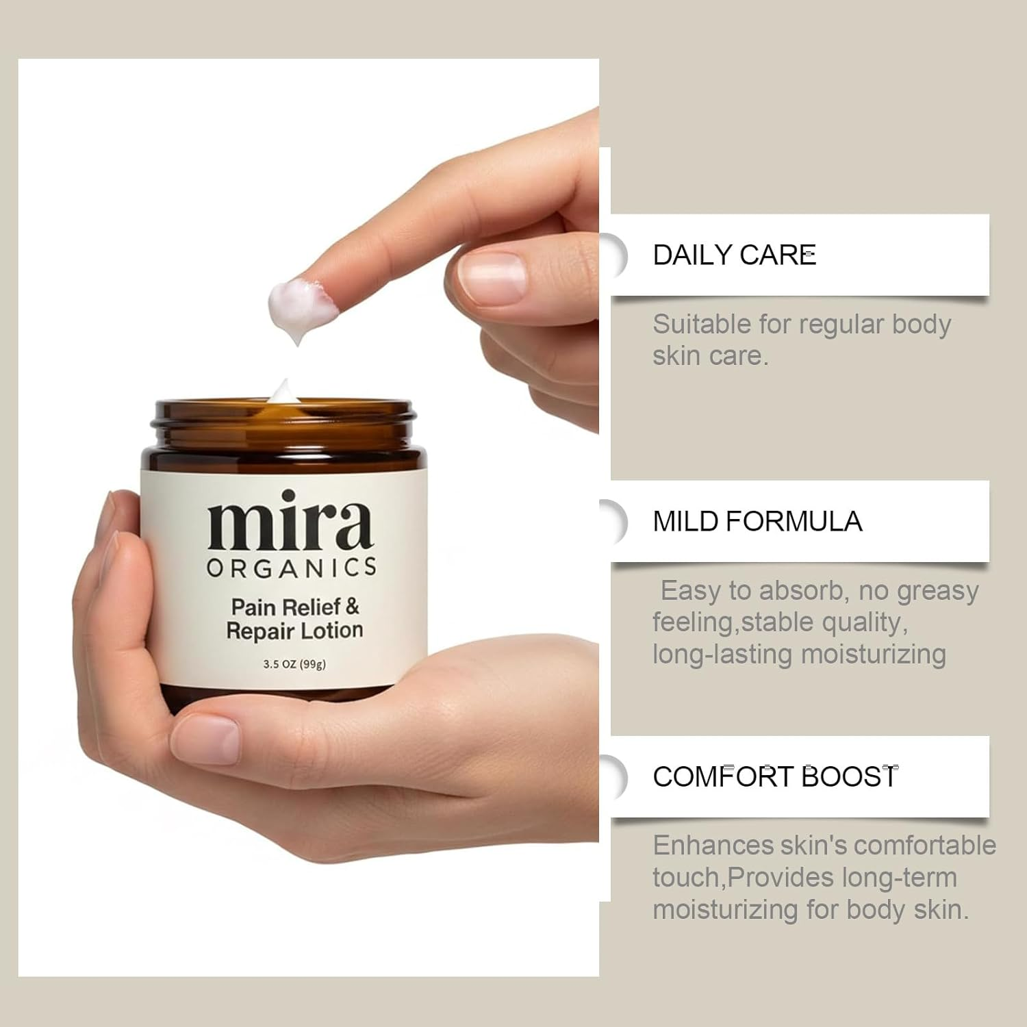 Mira Relief & Repair Lotion,Use Natural Plant Ingredients,Fast-Absorbing Non-Greasy Formula for Daily Nourishment,99G image number 6