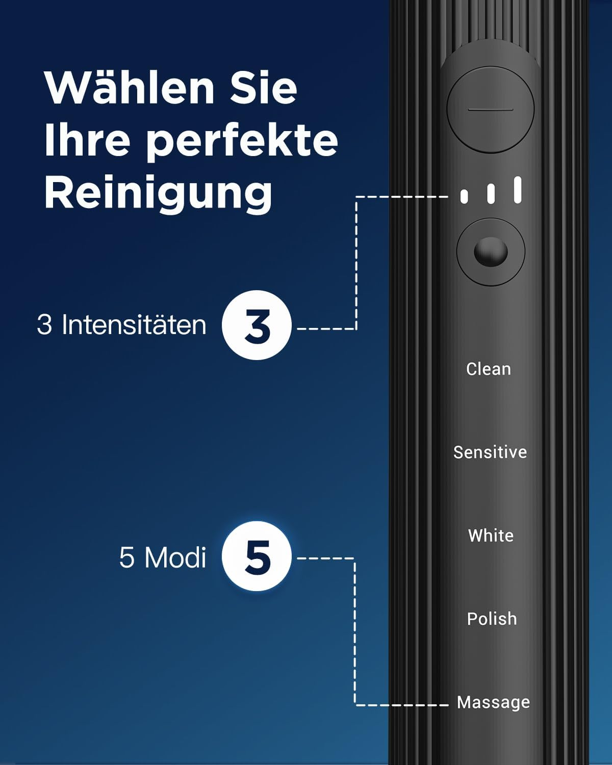 Electric Sonic Toothbrush for Adults & Children, 5 Cleaning Modes with 3 Intensity Levels, Timer, 8 Replacement Brush Heads & Travel Case, Rechargeable Sonic Toothbrush, Black image number 1