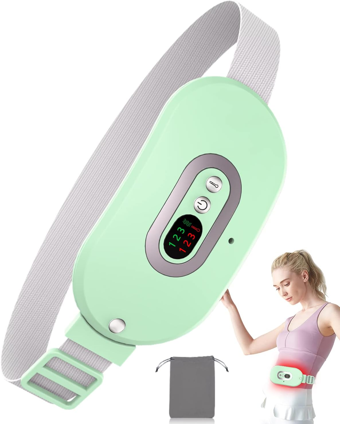 Cordless Menstrual Heating Pad, Portable Heating Pad Electric with USB, Portable Heating Pad for Pain Relief, Heating Massage Pad for Cramps, Heating Pad Belt with 3 Temperature Levels for Women