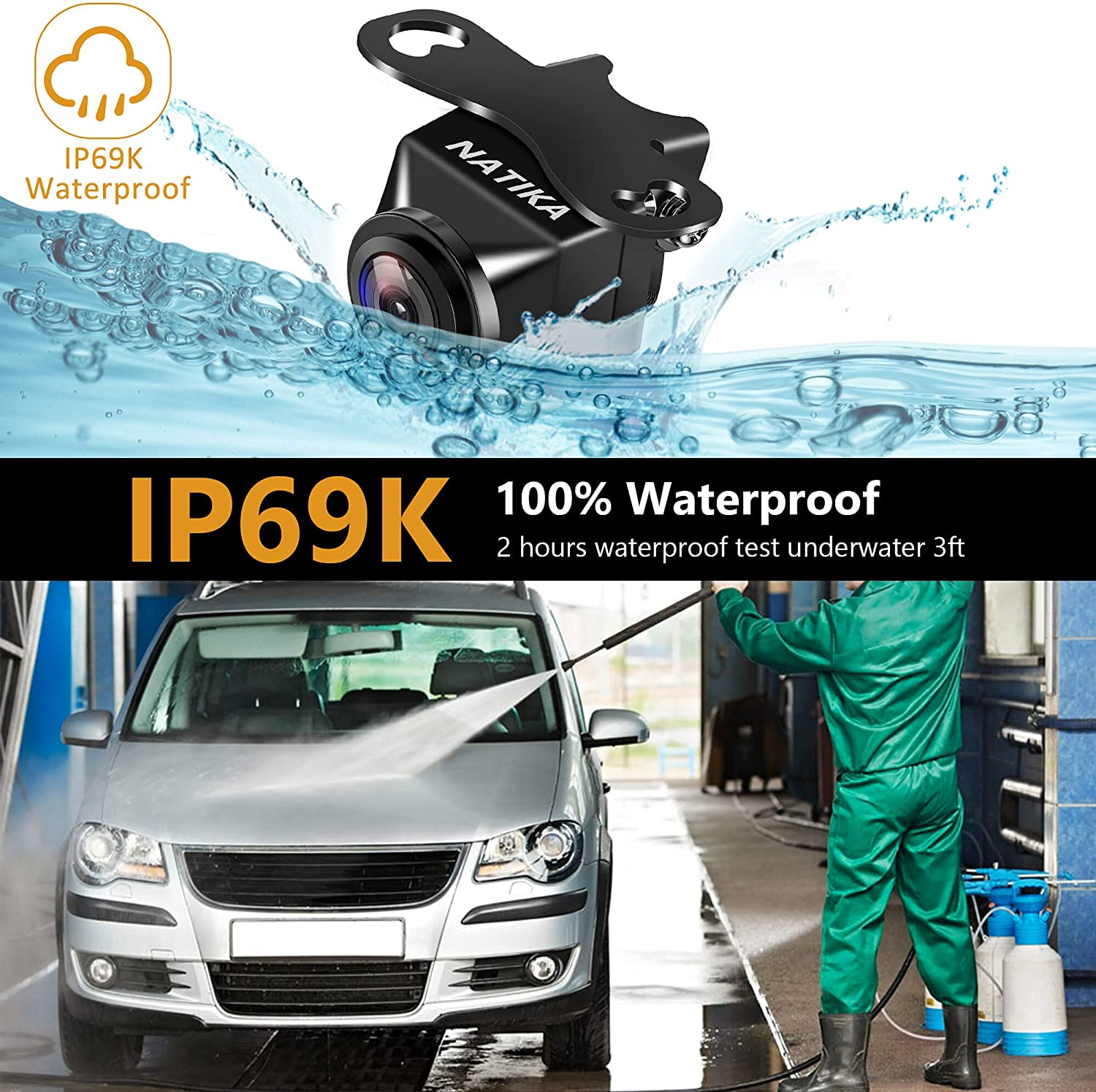 NATIKA Backup/Front View Camera: No Distorted Affect Starlight Night Vision HD Waterproof 960H CVBS/720P AHD Hitch Backup/Reverse/Rear View Camera License Plate for Cars Pickup Trucks SUV RV Van image number 4