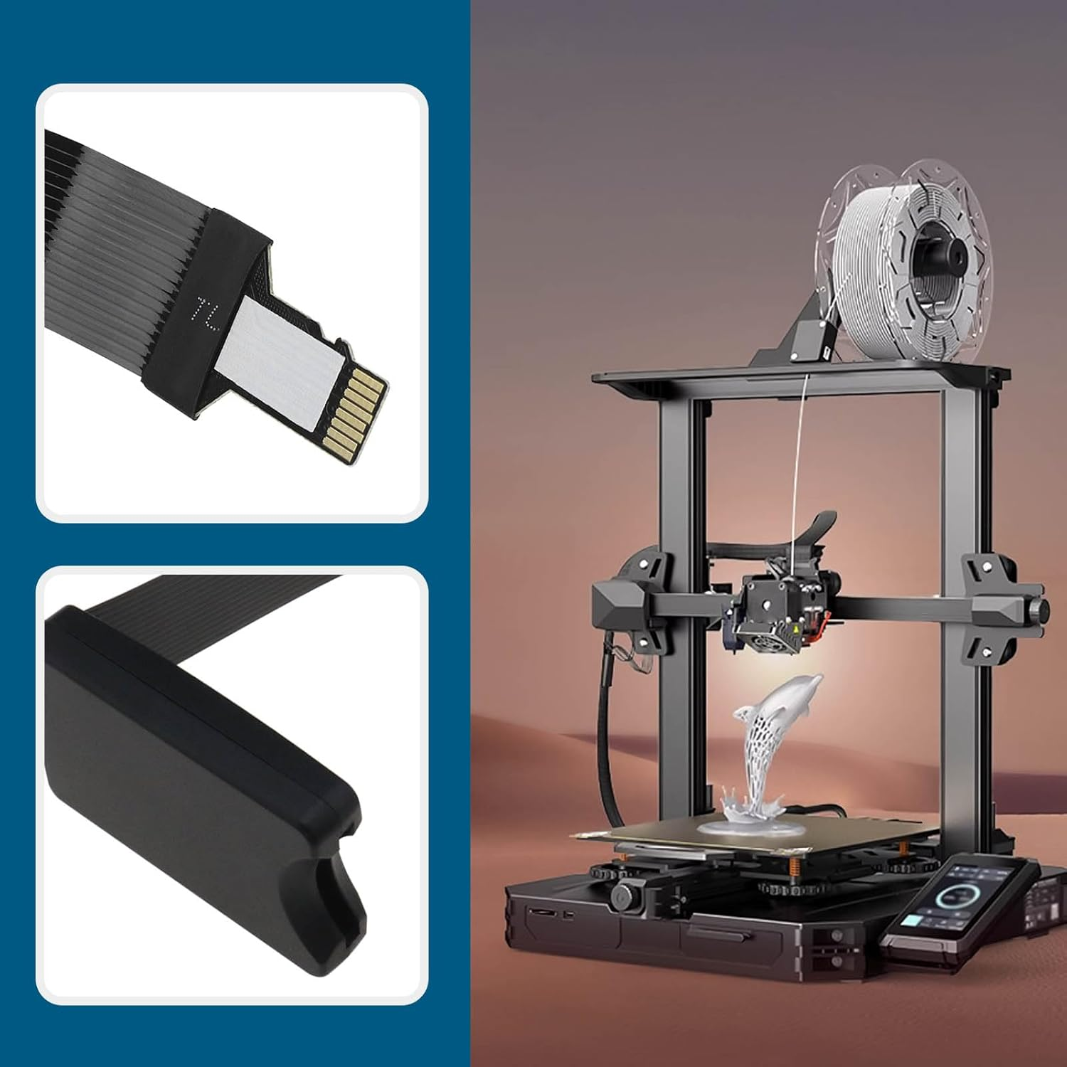 Ecsing 2Pcs Extension Cable of Micro SD to SD Card Extend SD Storage Quick Connectivity 32GB Card Stable Efficient Data Transfer Compatible with Sandisk Anet Ender 3D Printers (15Cm)